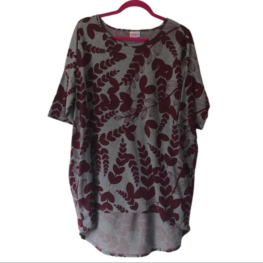 Lula Roe Printed Perfect Tee Size L, Gray